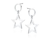 RODOWANE SREBRNE KOLCZYKI WISZĄCE GWIAZDKI STARS
