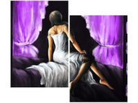 80X70CM PIĘKNA DZIEWCZYNA FIOLECIE DUO OBRAZ