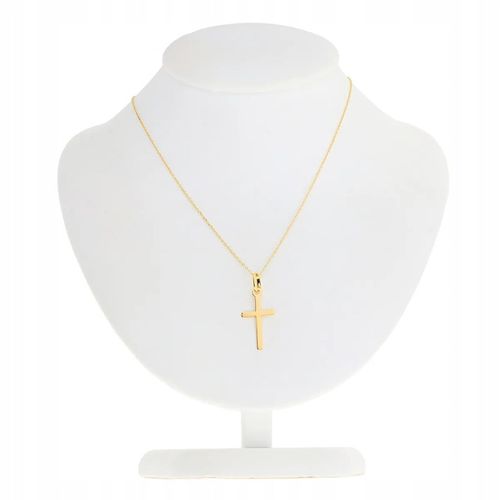 Złoty Komplet Chrzest Komunia łańcuszek ankier 45 cm + krzyżyk pr. 333 na Arena.pl