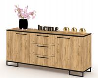 Komoda do salonu Szafka RTV z Szufladami Dąb Craft Złoty Czarna 150