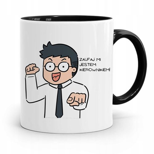 Kubek Czarny Dla Kierownika Zaufaj Mi! Prezent Z Nadrukiem Ze Zdjęciem na Arena.pl