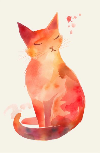 Plakat 56,6x86,4cm Akwarelowy Kot zdjęcie 1