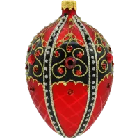 Bombka choinkowa szklana: Ekskluzywne jajo Faberge: czerwone z czarnym
