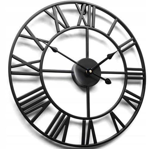ZEGAR ŚCIENNY RETRO ELEKTRONICZNY CZARNY LOFT RZYMSKI 3D CICHY VINTAGE XXL na Arena.pl