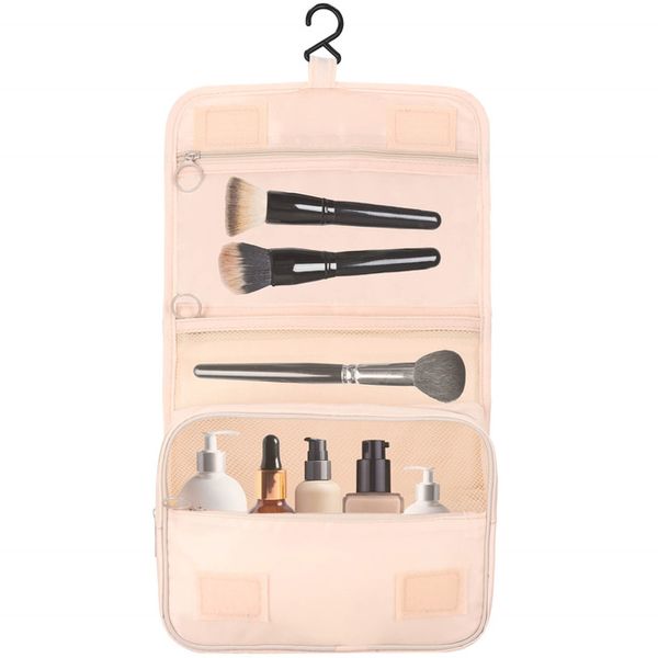 Organizer podróżny na kosmetyki 23x19x9,5 cm kosmetyczka do samolotu beżowa zdjęcie 1