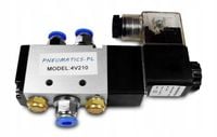 Elektrozawór do siłowników 5/2 1/4 + złączki 8 mm 230 V 4V210 FS 4101