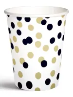 Kubki Papierowe 250 Ml, Złoto-Czarne Confetti (8 Sztuk)