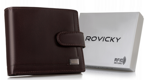 skórzany portfel męski z systemem rfid zamykany na zatrzask - rovicky na Arena.pl