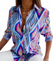 Koszula damska geometryczny wzór stylowa 46 3XL