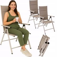 2 x Krzesło ogrodowe składane BEŻOWE rozkładane do ogrodu ALUMINIUM balkon