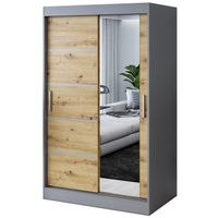 Szafa Przesuwna 120cm PEPE Antracyt / Artisan Garderoba 2 wnętrza