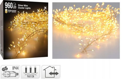 Świąteczne lampki choinkowe na drucie 9,6m 960led, gęste ciepły kolor na Arena.pl