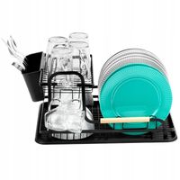 Ociekacz DUŻA SUSZARKA stojąca naczynia talerze sztućce czarna metal XXL