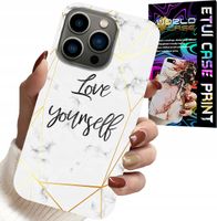 ETUI DO IPHONE 15 PRO - BIAŁY MARMUREK W ZŁOTE RAMKI LOVE YOU
