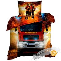 Pościel 3D bawełna satyna 140x200cm WÓZ STRAŻACKI. STRAŻ POŻARNA