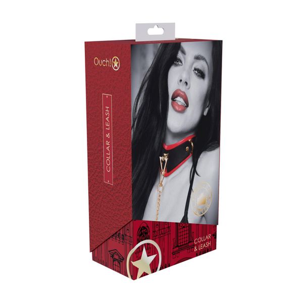 Milan Collection - Collar With Leash - Black/Red zdjęcie 2