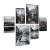 Obrazy Do Sypialni Salonu JEZIORO Góry Pejzaż Las 90cm x 80cm