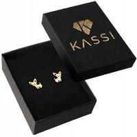 złote kolczyki sztyft pies stal chirurgiczna pozłacane złoto 585