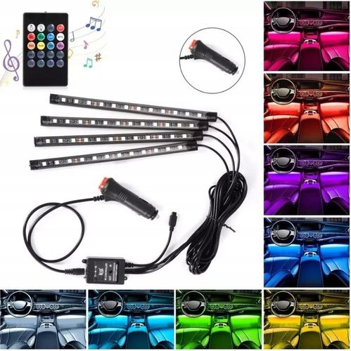 Paski LED 12V - OŚWIETLENIE LEDOWE Ledy wnętrza auta Taśma kabiny samochodu na Arena.pl