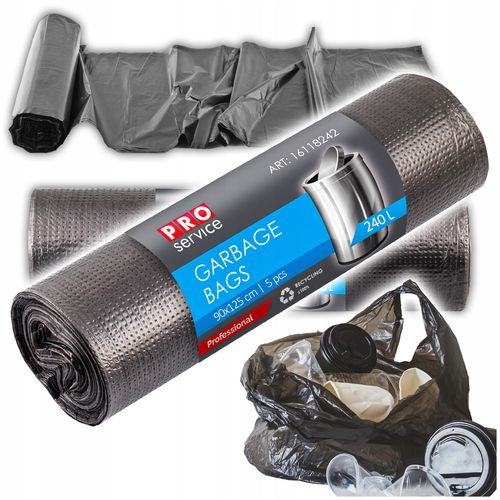 Worki Na Śmieci PRO 90x125 Czarne LD 240L 5 szt. na Arena.pl