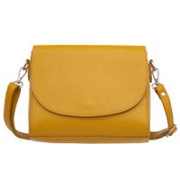 VERA PELLE torebka skórzana listonoszka 3 komorowa V020 musztardowa