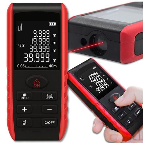 DALMIERZ LASEROWY 50M KĄTOMIERZ CYFROWY MIERNIK POZIOMICA LASEROWA LED na Arena.pl