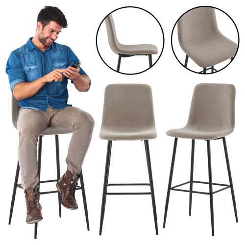 Krzesło barowe loft Nova H110 hoker taupe velvet na Arena.pl