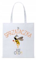 Torba Biała Eco Shopper Dla Sprzątaczki Prezent Z Nadrukiem Ze Zdjęciem