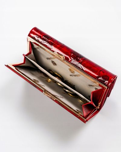 Portfel damski skórzany PETERSON duży czerwony super pojemny RFID STOP kart na Arena.pl