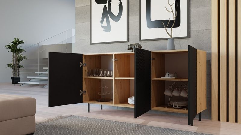 KOMODA KAMA 3 DRZWI ARTISAN/CZERŃ KOMPLET zdjęcie 6