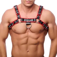 red leather skorzany uprząż s/m czarny/czerwony regulowany pasek europejski