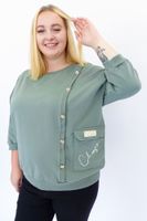 Oliwkowa Bawełniana Bluza Damska z Ozdobnymi Guzikami XL