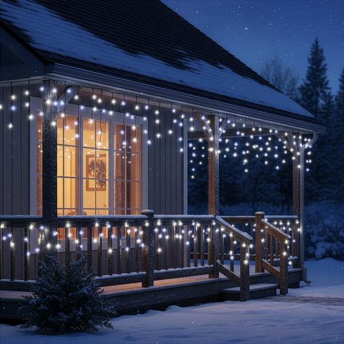 Kurtyna świetlna PRO 50 Led lampki zewnętrzne 2,5 m zimny biały + zimny biały flash zestaw na Arena.pl