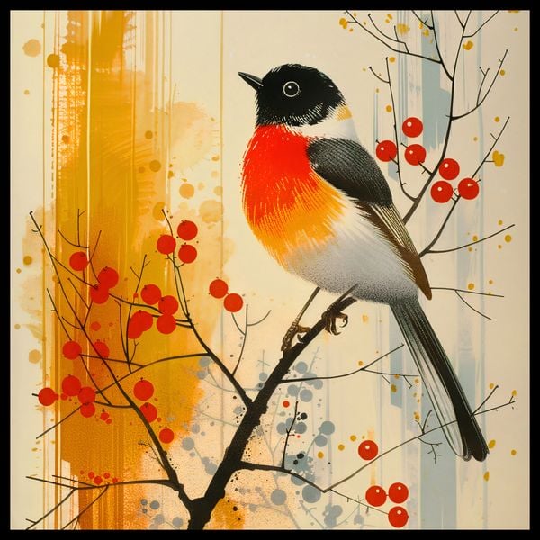 Plakat 50x50cm Jesienny Rudzik zdjęcie 2