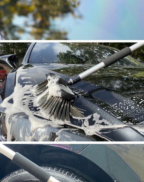 2X SZCZOTKA TELESKOPOWA DO CZYSZCZENIA SAMOCHODU FELG AUTA GĄBKA ŚCIĄGACZKA zdjęcie 9