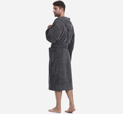 Szlafrok Męski z Kapturem Frotte 100% Bawełna Kieszenie L-101 na Arena.pl