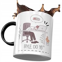 Kubek Czarny Śmieszny Byle Do 16:00 Prezent Z Nadrukiem Ze Zdjęciem