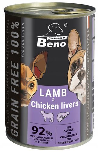 Beno Bezzbożowa Mokra Karma dla psów MIX 12x 415g Puszki dla psa 92% Mięsa na Arena.pl