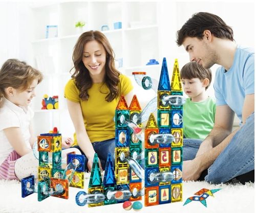 Klocki magnetyczne tor kulkowy dla dzieci duży zestaw zamek 139 el. 9922B na Arena.pl