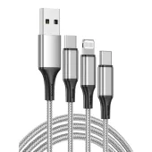 Kabel usb 3w1 1.2m do telefonu przewód lightning iphone micro usb-c