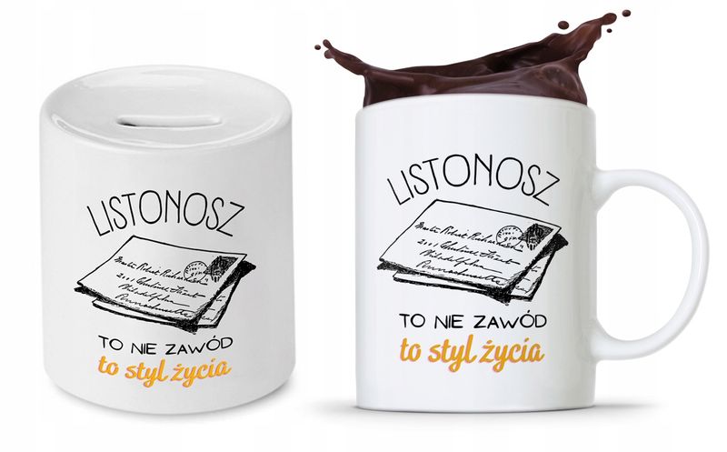 Dla Listonosza Zestaw Kubek + Skarbonka Prezent Z Nadrukiem Ze Zdjęciem zdjęcie 1