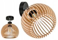Lampa kinkiet ścienny regulowany LOFT klosz kula 36 Drewno na 1x e27