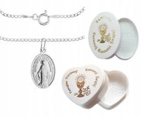 SREBRNY ŁAŃCUSZEK I MEDALIK KOMUNIA CHRZEST 50 CM