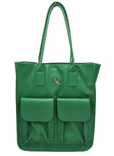 Laura Biaggi - pojemna torebka shopper dwie kieszenie zielony AB319 na Arena.pl