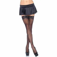 leg avenue rajstopy czarne z koronkowym wykończeniem 100% nylon