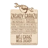 DREWNIANA TABLICZKA ZASADY GARAŻU PREZENT urodziny
