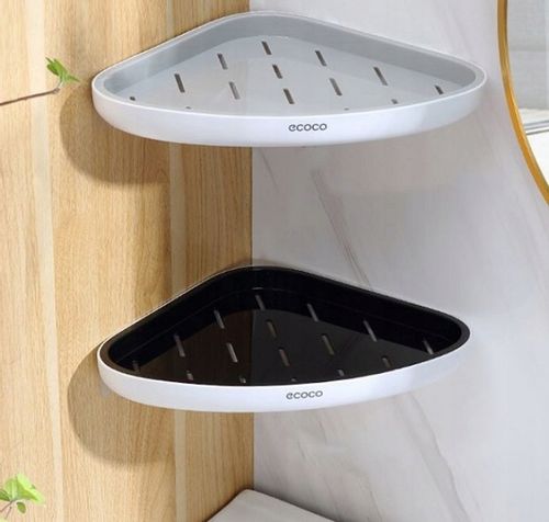 2x PÓŁKA ŁAZIENKOWA NAROŻNA POD PRYSZNIC ECOCO czarno-biała na Arena.pl