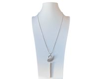 Piękny naszyjnik stal chirurgiczna Łabędź z chwostem cyrkonie kolor srebrny