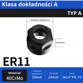 Nakrętka er, nakrętka mocująca Rozmiar: ER16 TYP A KLASA A gwint M19xP1.0