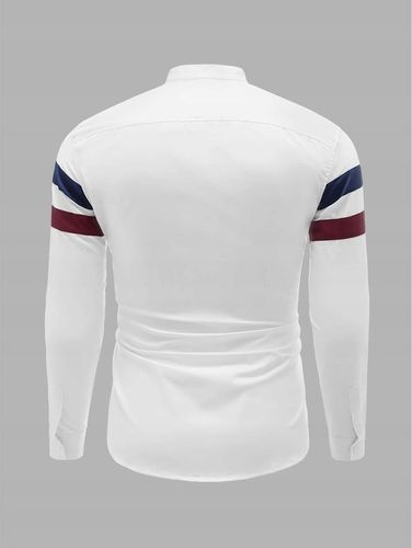 KOSZULA MĘSKA ZE STÓJKĄ W PASKI BIAŁA CASUAL SHEIN XL na Arena.pl